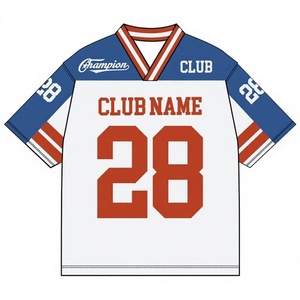 Custom Sublimation Quick Dry V-Neck Print Retro Jersey American Football Oversized Boxy Crop <b>Mesh</b> Soccer Jersey - Product Image 1