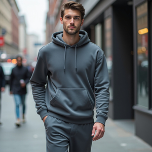 Sweat à capuche surdimensionné fait sur mesure en coton brodé à manches longues et respirant Streetwear écologique pour la mode automne hiver - Product Image 2