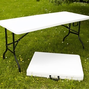 שולחן מתקפל ארוך מפלסטיק HDPE נייד לשימוש חיצוני, שולחן אוכל מלבני לקמפינג - Product Image 2