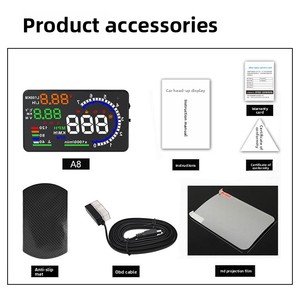 Affichage tête haute Weiying HUD OBD pour <span class=keywords><strong>voiture</strong></span>, projecteur de <span class=keywords><strong>vitesse</strong></span> haute définition universel, ordinateur de bord portable, affichage LED A8 - Product Image 4