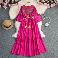 Robe Abaya Maxi Élégante en Coton pour Femme, Broderie Moyen-Orient, Qualité Supérieure, Tradition Musulmane, Prix Usine 2026