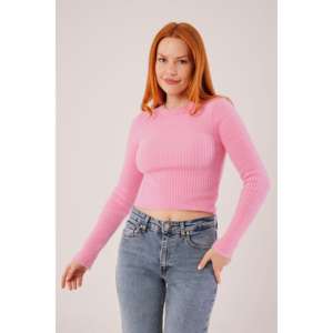 Suéter de Mohair Rosa Esponjoso para Mujer, Tejido de Punto, Cuello Redondo Informal, Talla XS, Estampado Maxi, Venta al por Mayor para Damas y Chicas - Product Image 3