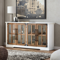 Buffet de cuisine de luxe Fondlive avec porte coulissante de 63 pouces, en bois, avec verre trempé, couleur personnalisée, pour la salle à manger