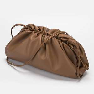 Sac à main en cuir de vachette pour femme, petit sac nuage, bandoulière simple, pochette plissée, style décontracté et tendance - Product Image 1