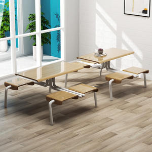 Modern Fast Food Restaurant Student <strong>Canteen</strong> Set Solid Wood Dining <strong>Table</strong> Iron Metal Chairs Foldable Schools Daycare Centers - Product Image 4