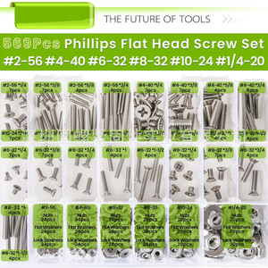 569pcs 304 Stainless Steel Countersunk Phillips Screws And Nuts Set Boxed Standard Inch Grade A - Product Image 2