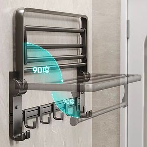 All'ingrosso personalizzato in acciaio inossidabile doppio portasciugamani gancio pieghevole bagno appendiabiti da bagno <span class=keywords><strong>Set</strong></span> scaffale per uso domestico - Product Image 6