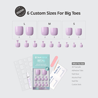 BTArtbox doux Gel XCOAT 3D Floral presse sur les ongles en gros court amande fait à la main bleu français pointe faux ongles