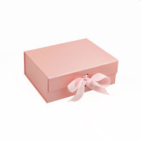 Small batch Can Be Customized Pink Magnetic Closure Folding Gift Box with Ribbon Wedding Gift Packaging Paper Box