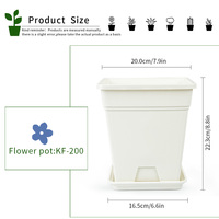 Pot de plante carré en plastique PP avec trou de drainage, design minimaliste durable pour une utilisation en intérieur/extérieur, capacité de 6,22 L