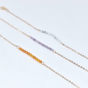 Braccialetto in pietra preziosa minuscola con perline in <span class=keywords><strong>oro</strong></span> <span class=keywords><strong>sottile</strong></span> delicato di colore personalizzato per regalo donna - Product Image 3