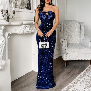 Vestido <span class=keywords><strong>maxi</strong></span> de lentejuelas de lujo, tendencia 2026, con hombros descubiertos, ajustado al cuerpo, elegante, para la noche - Product Image 4