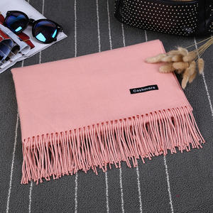 Женская однотонная утепленная шаль с логотипом на заказ на осень и зиму, универсальная длинная кашемировая накидка для оптовой продажи - Product Image 6