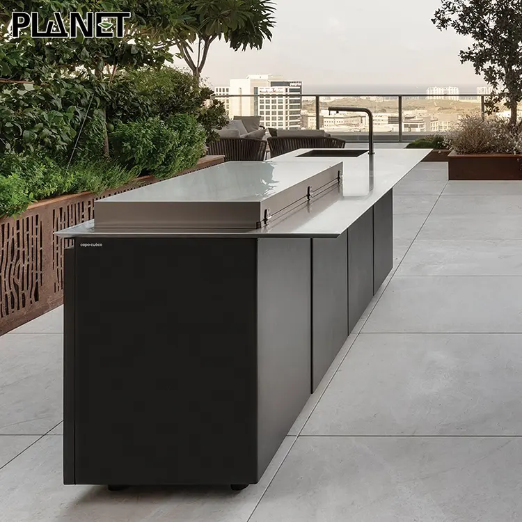 Luxury patio Ghana stainless steel outdoor kitchen ideas 304 steel outdoor kitchen island door