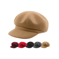 Groothandel Mode Herfst Winter 100% Wol Nieuwe Baretten Cap Achthoekige Hoeden Vrouwen Effen Kleur Mode Vrouwelijke Leuke Baretten