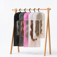 Housse de rangement pour perruques en PVC non tissé, réutilisable, anti-poussière, avec fermeture éclair et cintre, personnalisable avec logo UIOWIO