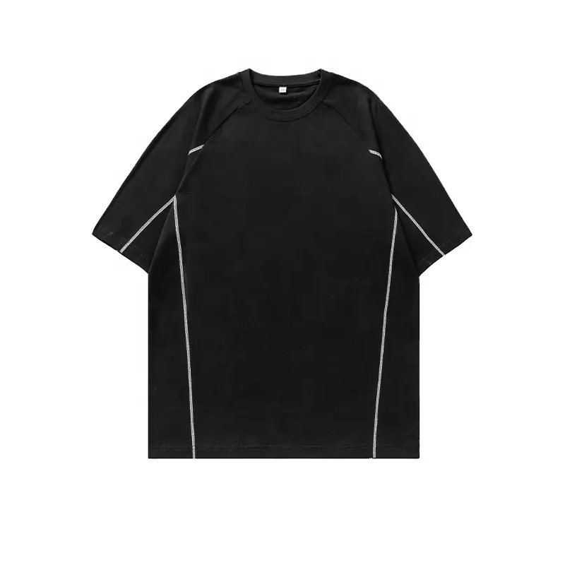 Grosir kustom logo 100 katun kosong T shirt garis segmentasi desain uniseks kualitas tinggi tshirt