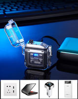 Nouveau design clair étanche double USB Rechargeable Arc briquet LED lampe de poche Camping en plein air briquet électrique Mini lampe de poche