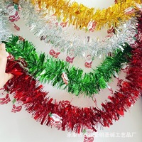 Guirlande de Noël en paillettes de 2 m avec des rayures colorées pour la décoration de la maison