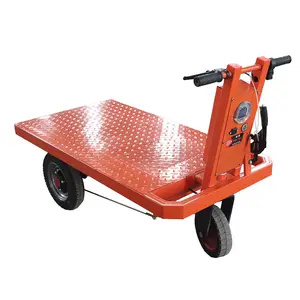 JIN YANG HU Electric Flat Cart Small Hand Push Flatbed Trolley 3-wheel Flexible Mini Transport Cart