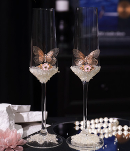 <span class=keywords><strong>Verre</strong></span> <span class=keywords><strong>à</strong></span> <span class=keywords><strong>vin</strong></span> classique transparent réutilisable léger 180 ml sans plomb bleu effet diamant broyé pour mariage, bricolage, fait main, cadeau de fiançailles - Product Image 2