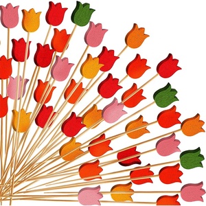 Palillos de Cóctel de Bambú Tulipán para Aperitivos, Palillos de Bambú Desechables Elegantes para Decoración de Fiestas de <span class=keywords><strong>Primavera</strong></span> y Verano - Product Image 1