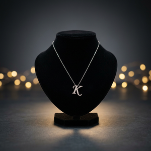 Collier Pendentif Lettre K Personnalisé Hiphop en Argent 925 avec Diamant de Laboratoire Breloque Initiale Bijou Unisexe Style Urbain Certifié IGI Or - Product Image 1