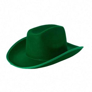 Sombreros de Vaquero Unisex de Alta Calidad para Adultos, Color Verde, 100% Fieltro de Poliéster, Estilo Europeo Americano, para las Cuatro Estaciones - Product Image 3