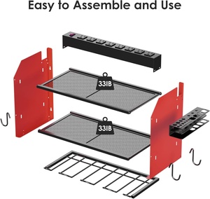 Foret de garage Organisateur d'outils électriques à montage mural robuste avec station de <span class=keywords><strong>charge</strong></span> <span class=keywords><strong>Étagère</strong></span> de rangement pour 4 forets de garage avec crochets - Product Image 2