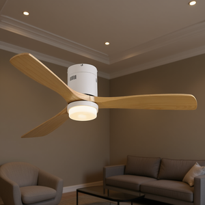 Ventilateur de plafond blanc de 52 pouces avec moteur DC, 3 pales en bois, télécommande et lumière, pour la décoration du salon - Product Image 2