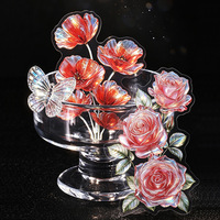 10 Aufkleber pro Packung Glas-Blumen-Kollektion Großformatige Aufkleber mit Glaseffekt Künstliche Blumen