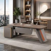 Bureau de direction moderne et innovant avec armoire latérale à pieds inclinés, grande table de PDG/directeur pour bureau d'entreprise