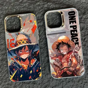 Casing ponsel karakter anime satu potong, casing ponsel laser akrilik kartun populer untuk iphone 11 12 13 14 15 plus/pro/pro max