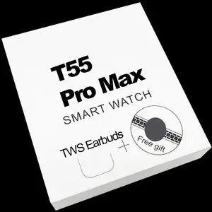 Reloj Montre Inteligente T55 Pro Max Smart Watch 2023 T55pro Max Smartwatch Serie 7 S7 8 S8 T55PROMAX 2 in 1 TWS Earbuds Headset
