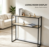 Table console simple à 2 niveaux, table étroite pour canapé, cadre en métal, étagère de rangement pour couloir, chambre à coucher, salon
