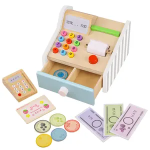 Hoye Crafts Holz kasse Rollenspiel Spielzeug Holz spielzeug Enthält Münzen Rechnungen Kinder Lernspiel zeug