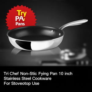 Padella antiaderente TriChef da 10 pollici in acciaio inossidabile per uso su piano cottura - Product Image 3