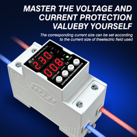 Protector de sobretensión y subtensión ajustable JIUJI JJVPD1-40 para riel DIN, fácil instalación, pantalla LED dual VA, 40A 63A 80A 100A, certificado CE