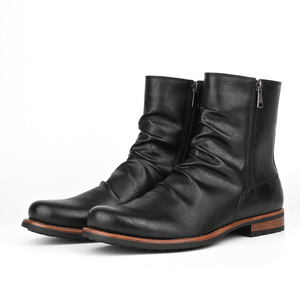 Brown Leather Ankle <b>Boots</b> Round Toe Zip Closure <b>Boot</b> Anti Slip Rubber Outsole Style Men's Shoes Wholesale Men's Casual Shoes - Product Image 2
