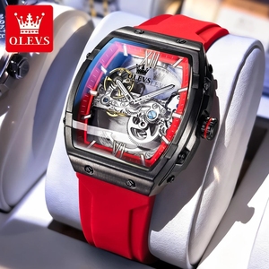 Montre automatique pour homme OLEVS 6779, squelette, grand cadran de 50 mm, bracelet en silicone étanche, montre mécanique pour homme, livraison directe - Product Image 1