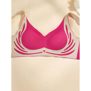 Soutien-gorge de sport sans couture avec bonnets fixes, effet liftant et froncé, couleurs contrastées, sans armatures, anti-affaissement - Product Image 4