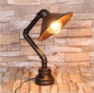 European Retro Industrial Design <strong>Table</strong> <strong>Lamp</strong> Iron Art Bronze with Water Pipe <strong>for</strong> Cafe Bedroom E14 Ac Power Supply Metal <strong>Shade</strong> - Product Image 1