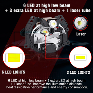 Phares de projecteur laser bi-LED de 3 pouces-75W 6000lm faisceau haut/bas, <span class=keywords><strong>accessoires</strong></span> d'éclairage de voiture 12V - Product Image 5