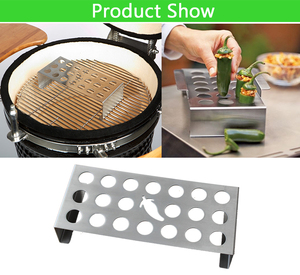 Thép không gỉ <span class=keywords><strong>jalapeno</strong></span> Nướng Giá cho BBQ 20 lỗ hạt tiêu rang xay với kim loại ngoài trời phụ kiện-Chảo than Túi dính - Product Image 4