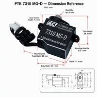 Servo Digital PTK 7310 MG-D HV con Carcasa Metálica CNC, Engranaje Metálico sin Núcleo CLS, 2.8kg, 0.031s, Programable, 4.8V-8.4V para Coche RC Crawler