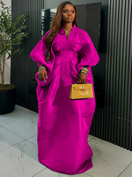 Robes Bubu Africaines Tendance Grande Taille pour Femmes – Élégantes Robes de Soirée Amples à Col en V et Manches Chauve-Souris Froncées – Kaftans pour Femmes