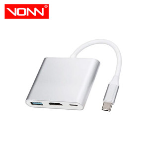 Adaptador de concentrador <span class=keywords><strong>USB</strong></span> tipo <span class=keywords><strong>C</strong></span> de estación de acoplamiento 3 en 1 de alta velocidad barato de fábrica con 4K HDMI USB3.0 PD para <span class=keywords><strong>MacBook</strong></span> - Product Image 1