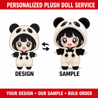 Peluche personnalisée Panda Hood Girl, figurine en peluche, jouet mascotte doux, OEM ODM, créez votre design