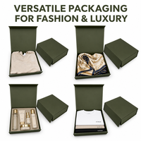 Boîte-cadeau en carton verte de luxe personnalisée revêtement UV boîte-cadeau magnétique pliante de mode de luxe pour vêtements chaussettes fourrure logo de marque