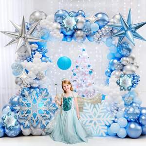 <span class=keywords><strong>Kit</strong></span> de guirlande d'arche de ballons Frozen avec <span class=keywords><strong>des</strong></span> ballons flocons de <span class=keywords><strong>neige</strong></span> argentés, bleus et blancs pour les décorations de fête d'<span class=keywords><strong>anniversaire</strong></span> de princesse pour filles - Product Image 2